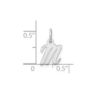 14k White Gold Small Script Letter M Initial Charm