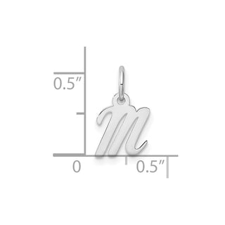 14k White Gold Small Script Letter M Initial Charm