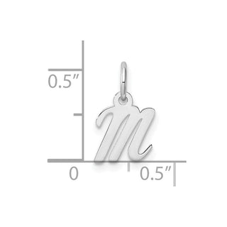 14k White Gold Small Script Letter M Initial Charm