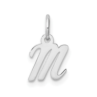 14k White Gold Small Script Letter M Initial Charm
