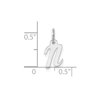 14k White Gold Small Script Letter N Initial Charm