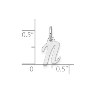 14k White Gold Small Script Letter N Initial Charm