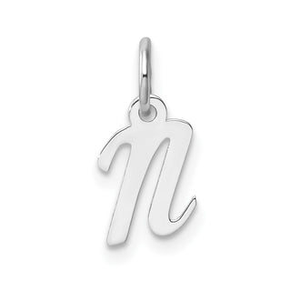 14k White Gold Small Script Letter N Initial Charm