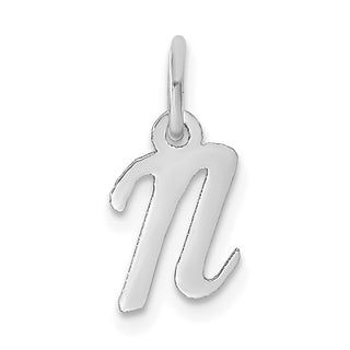 14k White Gold Small Script Letter N Initial Charm