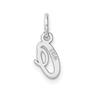 14k White Gold Small Script Letter O Initial Charm