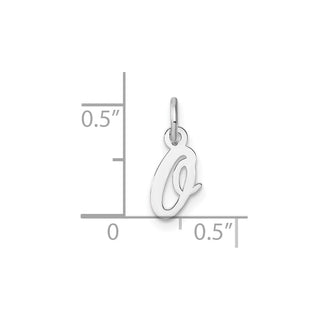14k White Gold Small Script Letter O Initial Charm