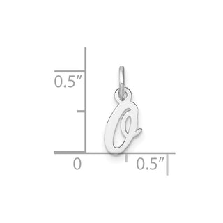 14k White Gold Small Script Letter O Initial Charm