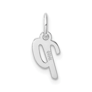 14k White Gold Small Script Letter P Initial Charm