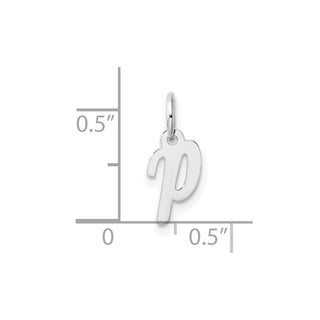 14k White Gold Small Script Letter P Initial Charm