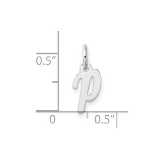 14k White Gold Small Script Letter P Initial Charm