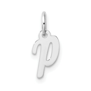 14k White Gold Small Script Letter P Initial Charm