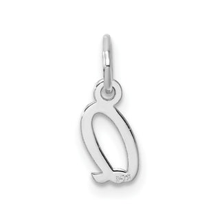 14k White Gold Small Script Letter Q Initial Charm