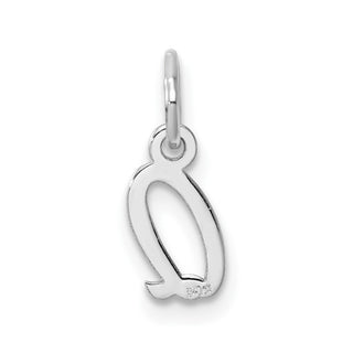 14k White Gold Small Script Letter Q Initial Charm