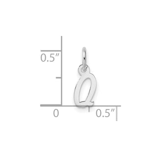 14k White Gold Small Script Letter Q Initial Charm