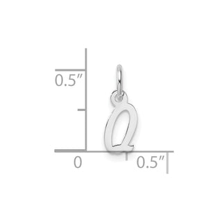 14k White Gold Small Script Letter Q Initial Charm