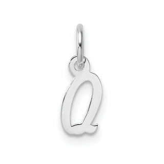 14k White Gold Small Script Letter Q Initial Charm