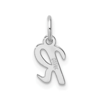 14k White Gold Small Script Letter R Initial Charm