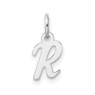 14k White Gold Small Script Letter R Initial Charm