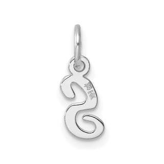 14k White Gold Small Script Letter S Initial Charm