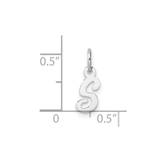 14k White Gold Small Script Letter S Initial Charm
