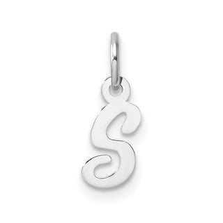 14k White Gold Small Script Letter S Initial Charm