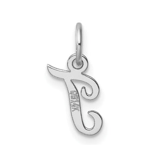 14k White Gold Small Script Letter T Initial Charm