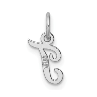 14k White Gold Small Script Letter T Initial Charm