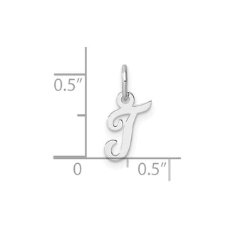 14k White Gold Small Script Letter T Initial Charm