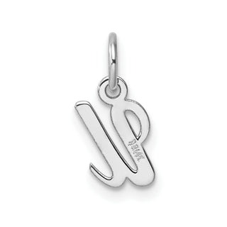 14k White Gold Small Script Letter U Initial Charm