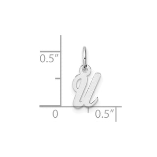14k White Gold Small Script Letter U Initial Charm