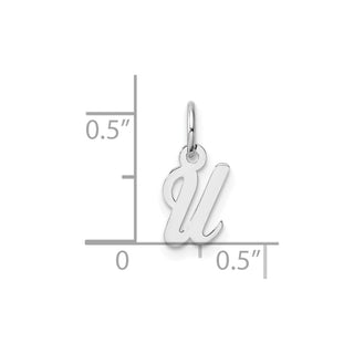 14k White Gold Small Script Letter U Initial Charm