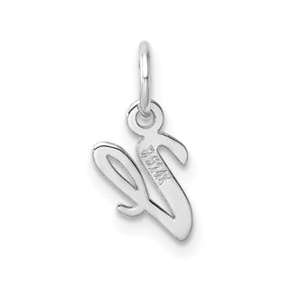 14k White Gold Small Script Letter V Initial Charm
