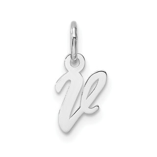 14k White Gold Small Script Letter V Initial Charm