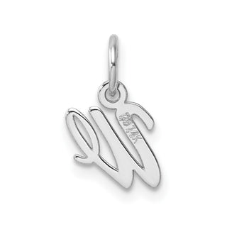 14k White Gold Small Script Letter W Initial Charm