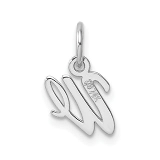 14k White Gold Small Script Letter W Initial Charm
