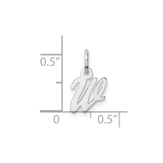 14k White Gold Small Script Letter W Initial Charm