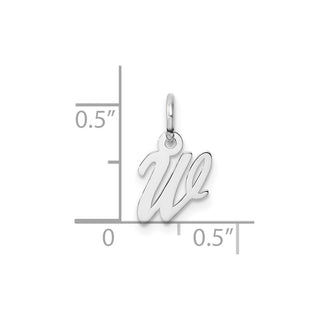 14k White Gold Small Script Letter W Initial Charm