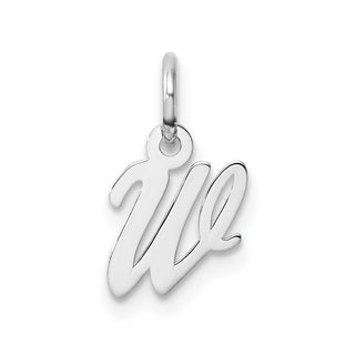 14k White Gold Small Script Letter W Initial Charm