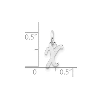 14k White Gold Small Script Letter X Initial Charm