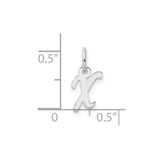 14k White Gold Small Script Letter X Initial Charm