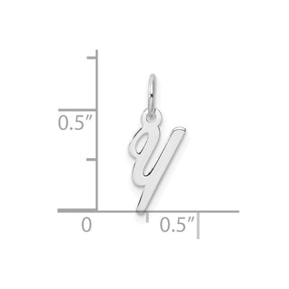 14k White Gold Small Script Letter Y Initial Charm