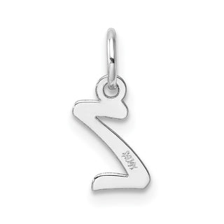 14k White Gold Small Script Letter Z Initial Charm