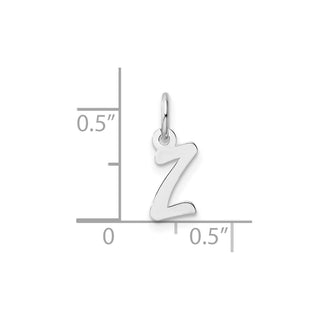 14k White Gold Small Script Letter Z Initial Charm