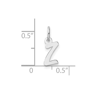 14k White Gold Small Script Letter Z Initial Charm