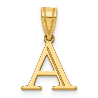 14K Yellow Gold Polished Etched Letter A Initial Pendant YC1539A