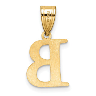 14K Yellow Gold Polished Etched Letter B Initial Pendant YC1539B