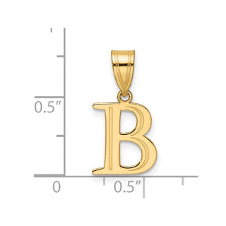 14K Yellow Gold Polished Etched Letter B Initial Pendant YC1539B