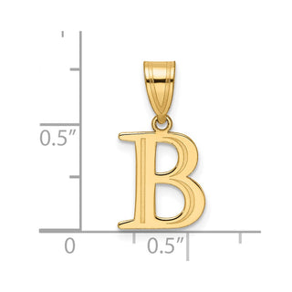 14K Yellow Gold Polished Etched Letter B Initial Pendant YC1539B