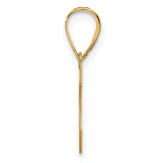 14K Yellow Gold Polished Etched Letter C Initial Pendant YC1539C