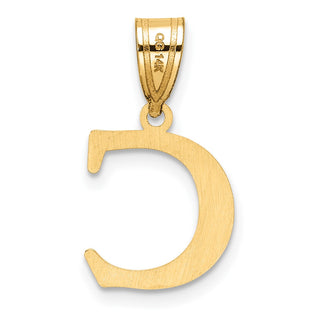 14K Yellow Gold Polished Etched Letter C Initial Pendant YC1539C